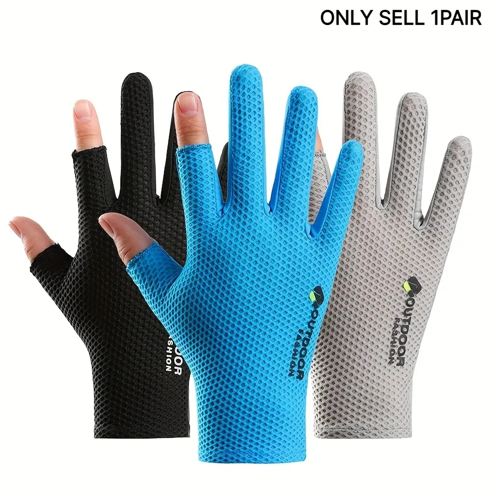 Sports and fitness cycling gloves, outdoor fishing gloves, sun-protective gloves, two-finger design, breathable and sun-protective, unisex