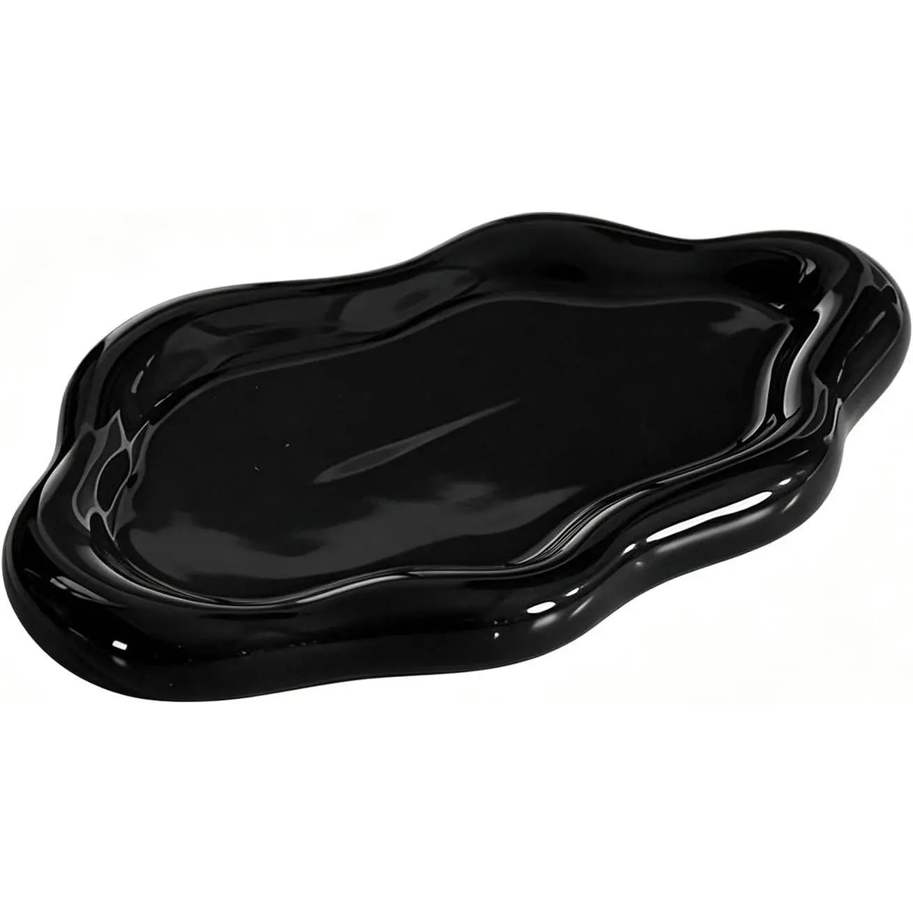 Ceramic Jewellery Dish Trinket Dish  Tray Cloud Shape Tray Perfume Tray Rings/Earrings/Bracelets/Watch/ Tray for Valentine's Day//Mother's Day/Birthday  (Black)
