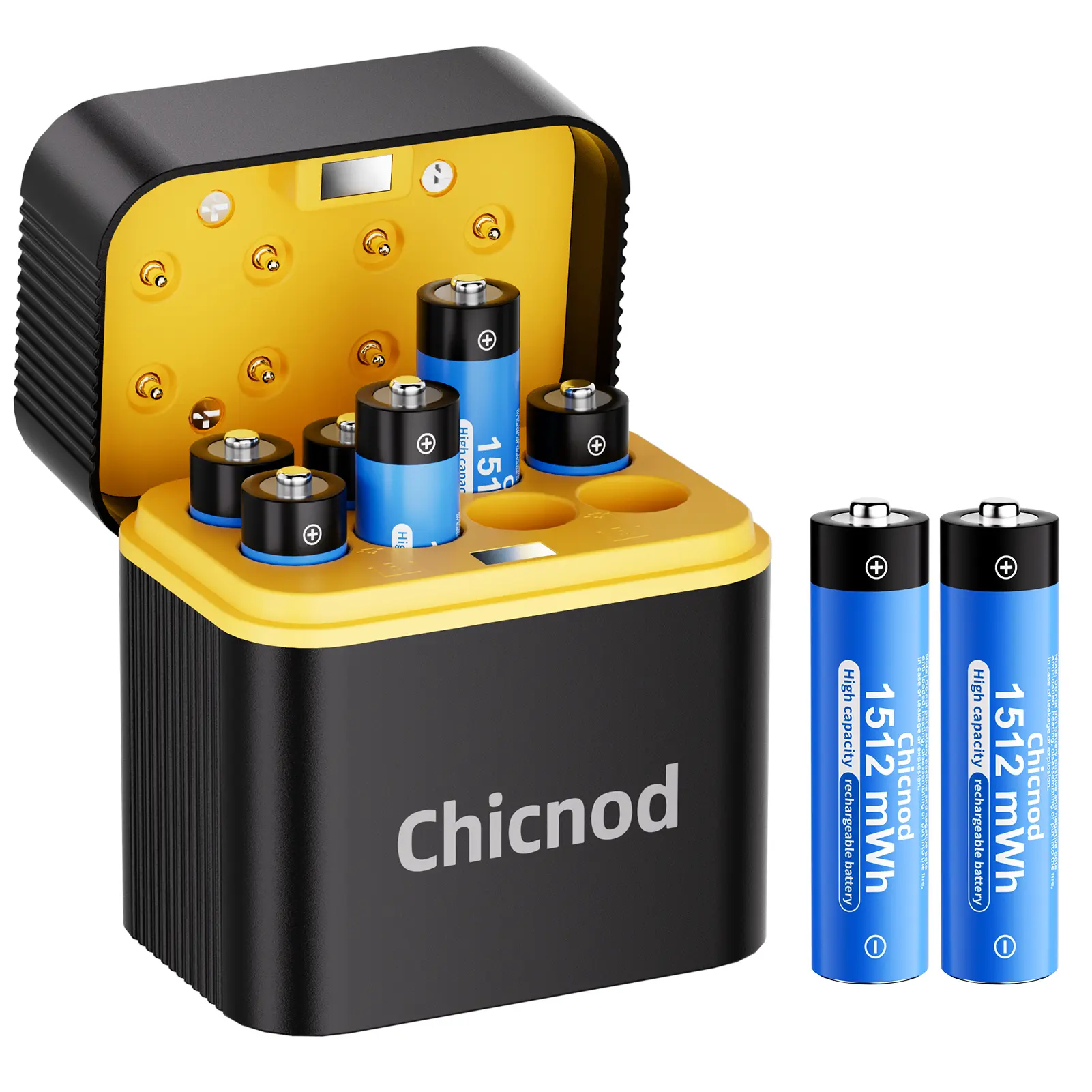CHICNOD Portable Electronic Durable Magnetic Fast Charging Universal Battery Charger with 8-Pack 1512mWh 1.5V AAA Rechargeable Lithium Batteries