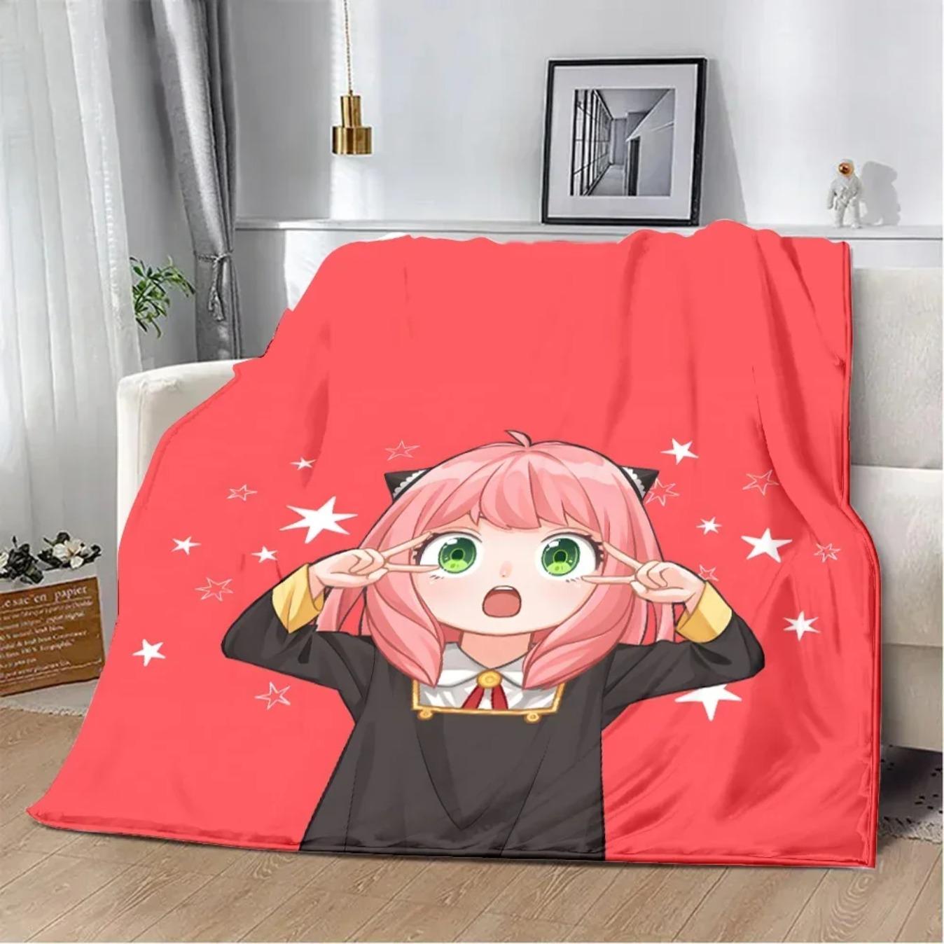 Spy x Family Anime Cartoon Printed Flannel Blanket Soft Cozy Warm Throw Blanket for Sofa Bed Picnic Travel Home Decor Birthday Gift for Fans