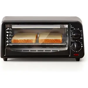 Personal Compact 2 Slice Countertop Toaster Oven with 15 Minute Timer & Adjustable Temperature, Bake, Broil, & Toast, Black