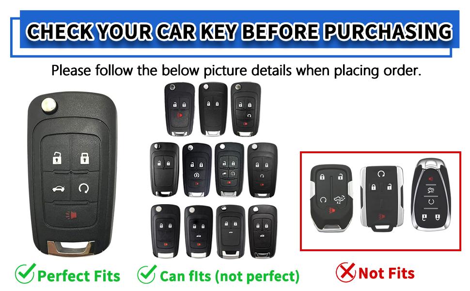 for Chevy Key Fob Cover with Keychain, 5 Buttons Soft TPU Key Fob Protector for Chevrolet Buick Camaro Cruze Equinox Malibu Impala Spark Sonic GMC Terrain Folding Flip Car Key Cover, Black