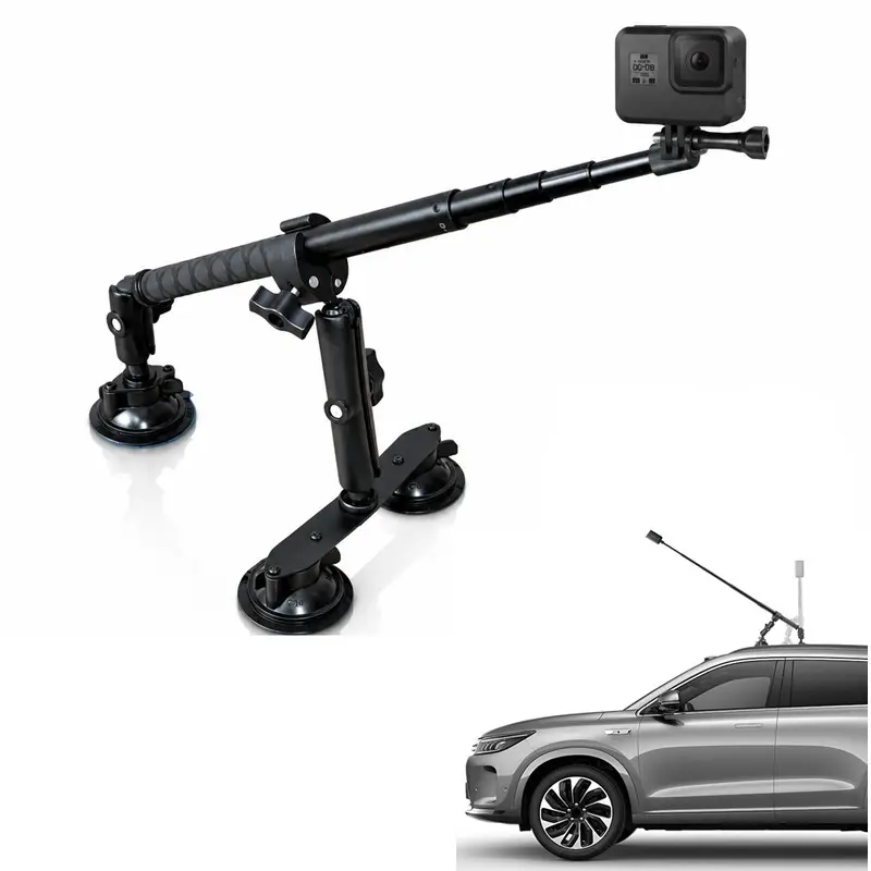 Car Mount for Insta360 X5/x4/x3 Action Camera, Double-Layer Suction Cup Kit, Adjustable Telescopic Rod, Panoramic Shooting, Drone Perspective, Car Window Mount