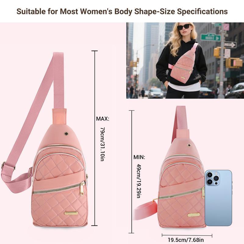 Solid Color Quilted Fanny Pack - Casual Zipper Chest Belt Bum Bag, Adjustable Sling Bag for Daily Use, Lightweight & Waterproof
