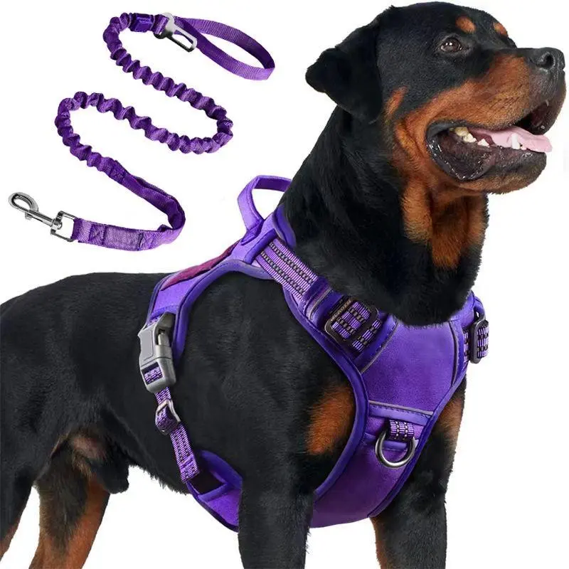 Large Dog Harness No Pull Adjustable Pet Safety Belt Reflective Training Vest Easy Control Military Dog Harness Tactical Pitbull Harness
