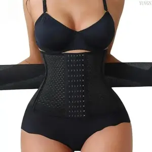 Segmented Mesh Faja Body Shaper High Elastic Breathable Waist Trainer Firm Tummy Control Slim Cincher Daily Fitness Sculpting Girdle