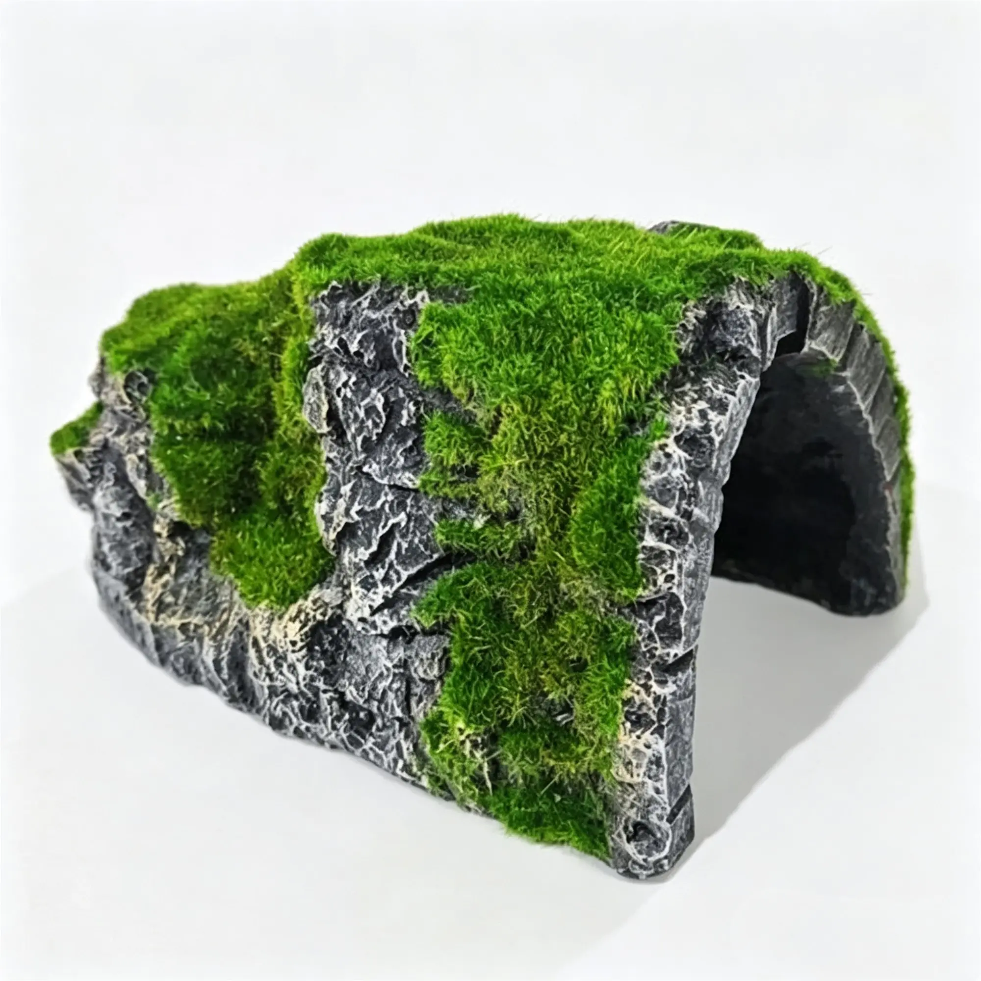 Realistic Moss Rock Reptile Hideout, Humid Cave Decorative Ornament, Ideal for Iguana, Leopard Gecko, Bearded Dragon, Corn Snake, Land Turtle Enclosure