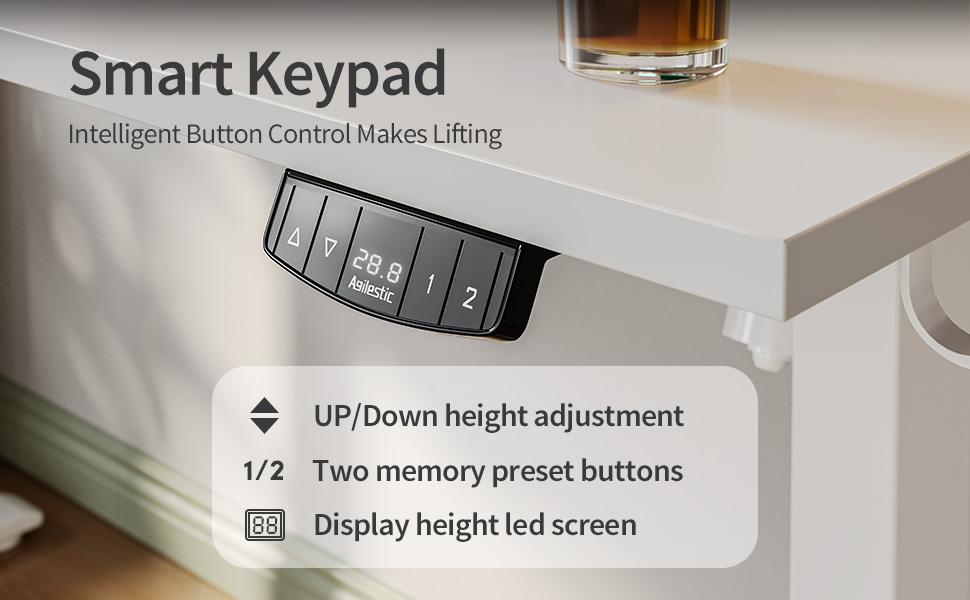 Agilestic 47.2 Inch Electric Height Adjustable Standing Desk, Ergonomic Home Office Desk with Memory Preset, Sit to Stand Computer Desk with Hooks,Gaming Desks Gifts for Men and Women,Black,White,Rustic Brown