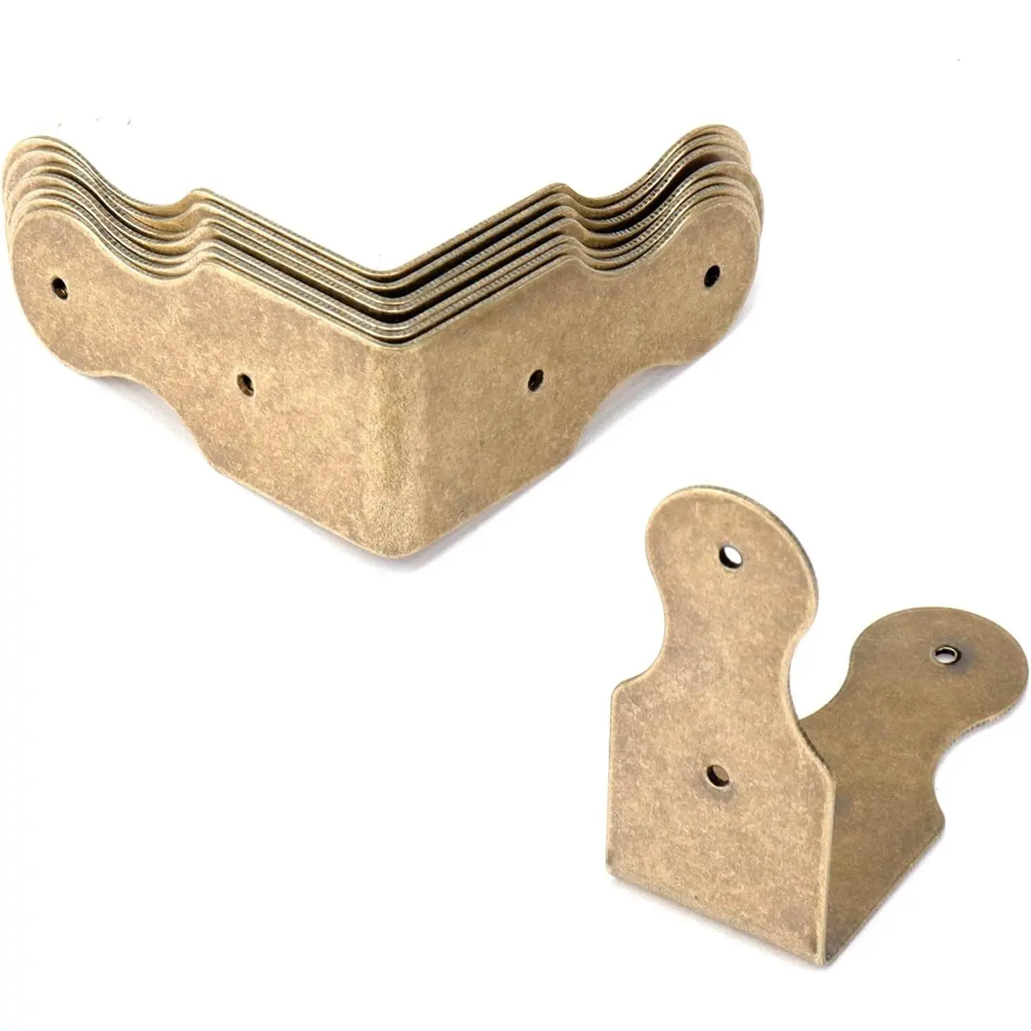 L Shaped   Corner Protector, 2" × 0.9" Brass Decorative Box Corner Guards  Cover with Screws, 8 count