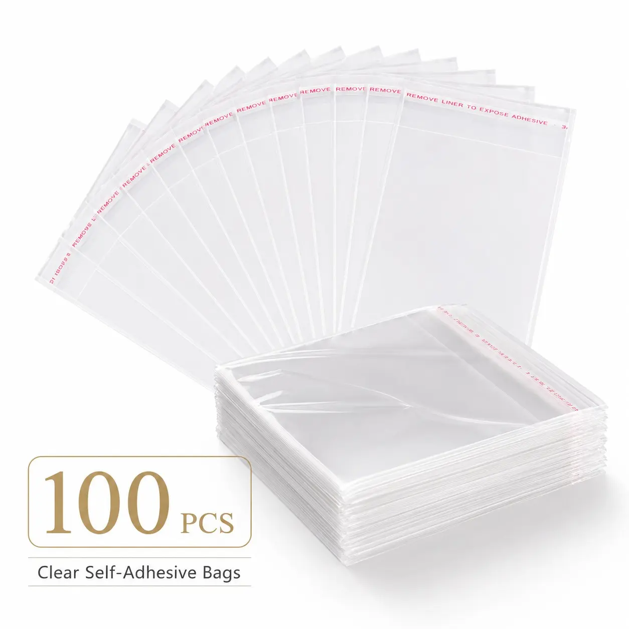 100Pcs Clear Self-Adhesive OPP Packaging Bags, Minimalist Transparent Style, Easy Peel & Strong Self-Sealing Design, Dust and Moisture Resistant with Smooth Edges, for Jewelry, Cosmetics, Gifts, Gift Wrapping and Small Business Packaging