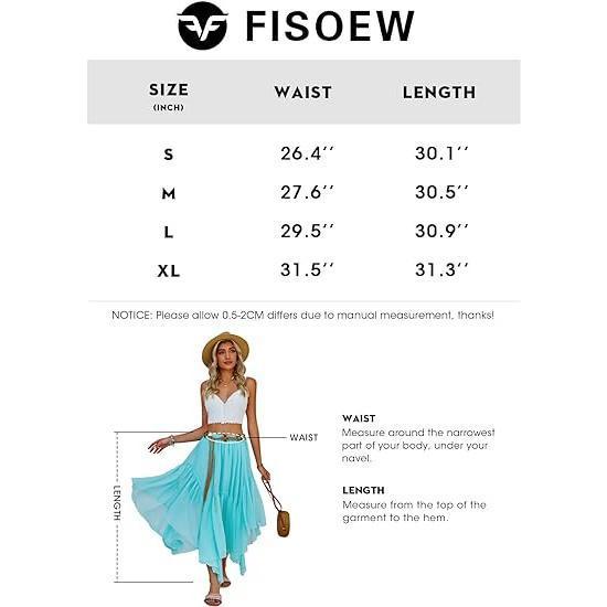 Imily Bela Womens Summer Boho Maxi Skirt Casual Asymmetric High-Low Hem Flowy Bohemia Long Skirt