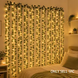Artificial Ivy LED String Lights, Decorative Led Light, 2m/20 Leds, Hanging Plant DIY Leaf Background Decor, Festival Bedroom Wall Decor, Wedding Table Decor