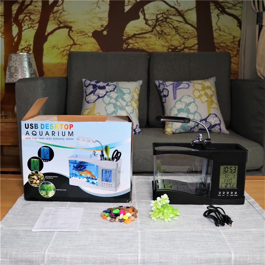Mini Household Small USB Creative Fish Tank Aquarium Desktop Living Room Ecological Landscaping Goldfish Tank Gift