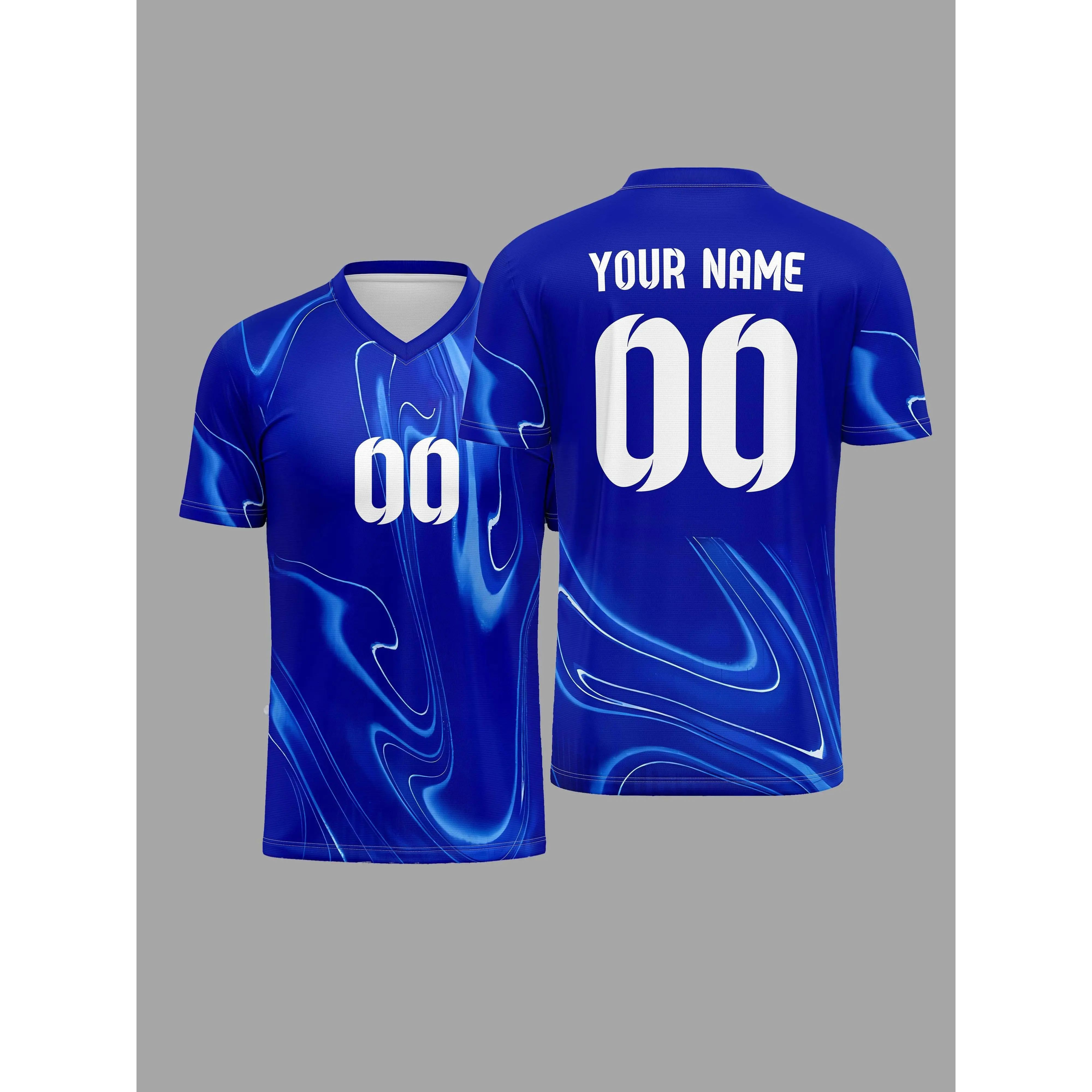 [XXS-7XL] Mesh Fabric Customizable Men's Soccer Jersey - 100% polyester V-neck sports top, full-body print, personalized name and number, regular fit suitable for training, casual and outdoor activities