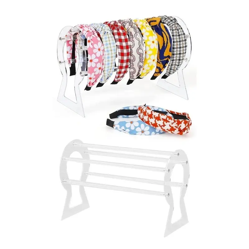 Eco-Friendly Acrylic Folding Headband Display Storage Stand, Transparent Desktop Holder Organizer for Hair Accessories Jewelry