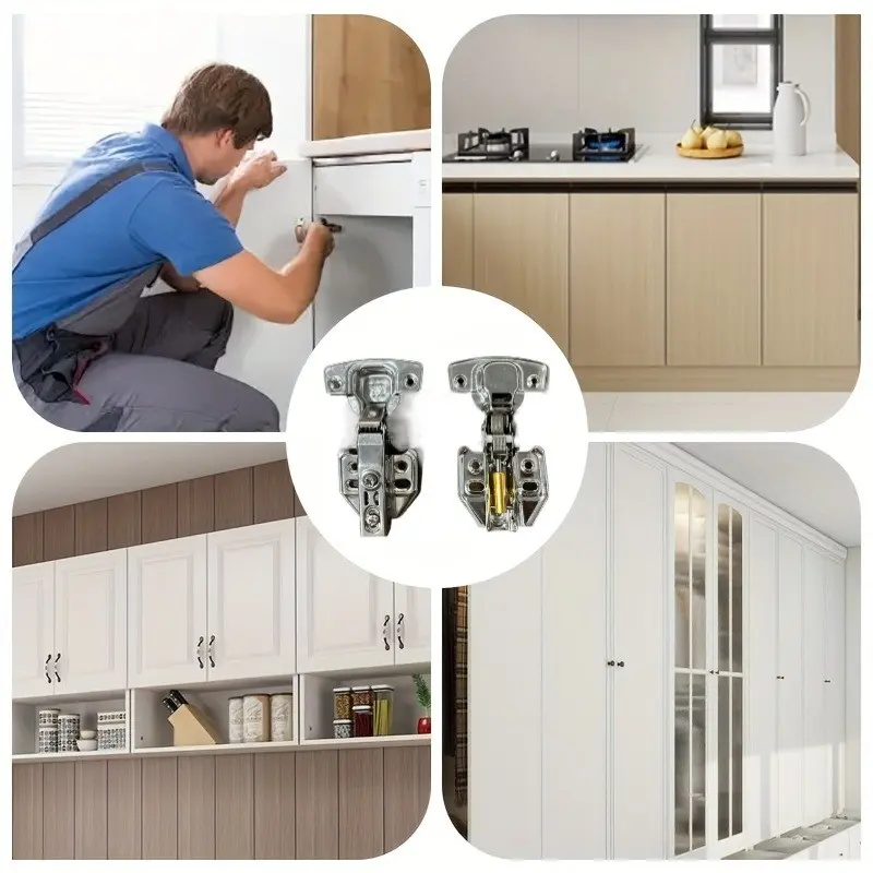 8-Piece Frameless European Style Cabinet Hinges, 110° 3D Adjustable Buffer Dampener, Cold Rolled Steel, Hidden Design for High-End Kitchens