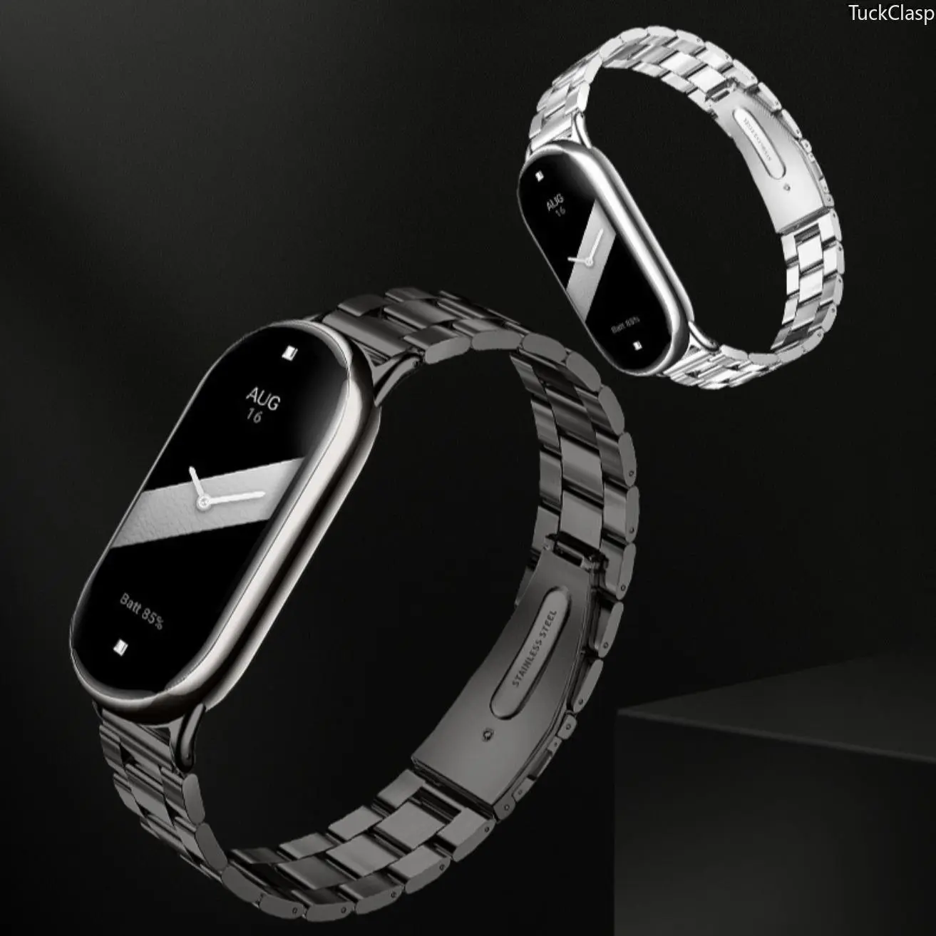 Slim 3-Bead Stainless Steel Xiaomi Smart Band Strap, Business-Style Metal Wristband Compatible with Xiaomi Band 8/9/10, Durable Elegant Adjustable Replacement Accessory