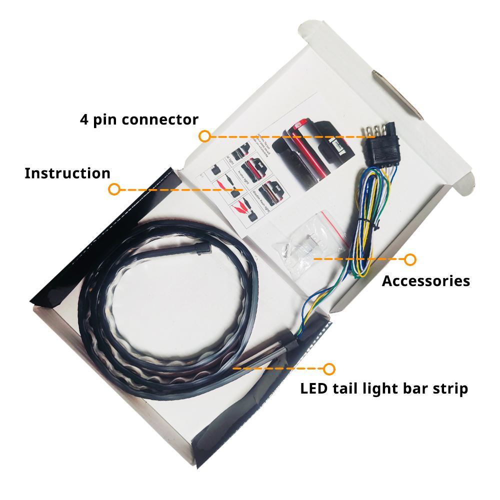 60 Inch LED Tailgate Light Bar, Fishbone Shaped LED Light Bar, Brake Running Turn Signal Strip Strobe Light Bar for Truck Pickup Trailer SUV RV VAN Jeep