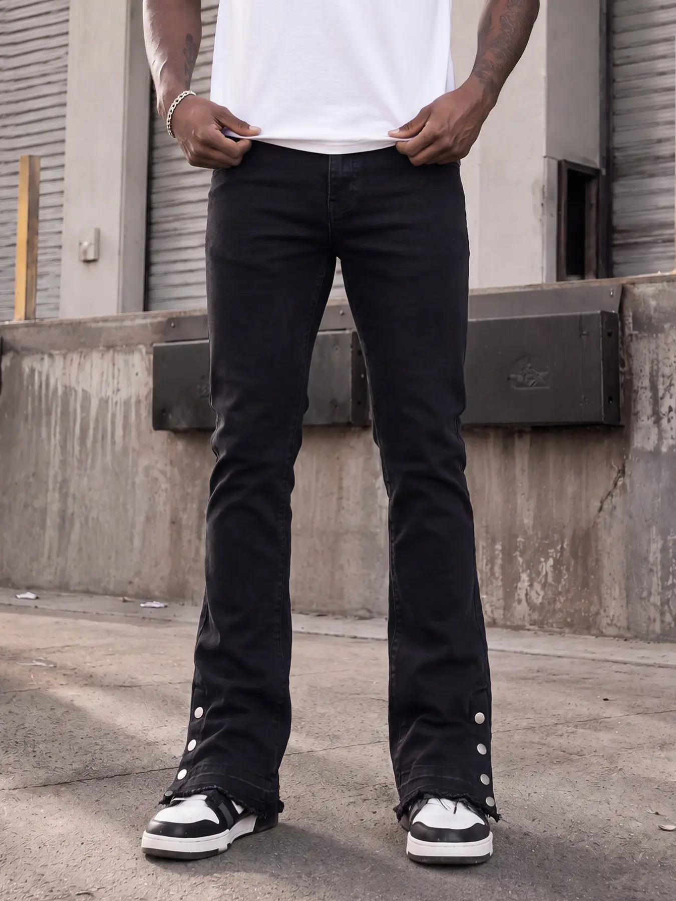 Y2K Black Flare Jeans Boot Cut Flared Men Slim Fit Stretch Denim Pants Vintage Casual Streetwear Bootcut Trousers