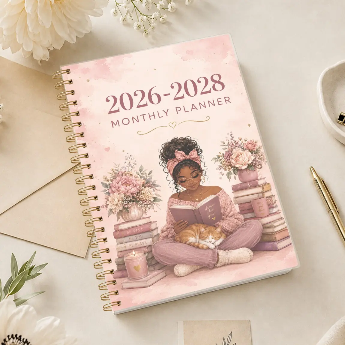 2026-2028 Monthly Planner Notebook, Schedule Planner, Productivity Planner, Student Planner, Day Planner, A5 Coil Binding, Spiral Bound, Time Management Journal, Reference Calendar, Notes Page