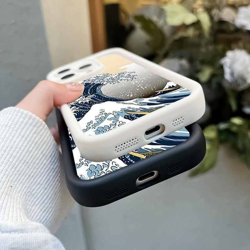 Oil painting of the ocean design black and white Soft TPU Material, Fun and durable, Shockproof and Anti-slip Protection phone case for iPhone 17 E Air Pro ProMax iPhone16 15 14 Plus 13 12 Mini 11 X XS XR