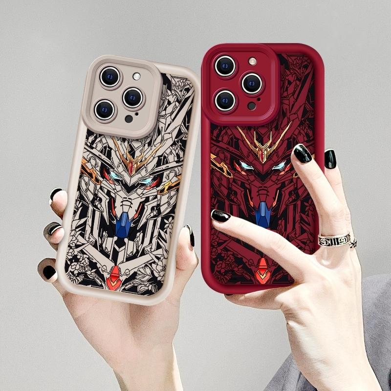 Anime Gundam Mecha Design Case for 17 Air iPhone 16 Pro Max 15 Plus 16E 14 13 12 11 XS XR Plus  fashion gift Drop Protection Shockproof Soft Silicone smartphone Cover Gundam Style