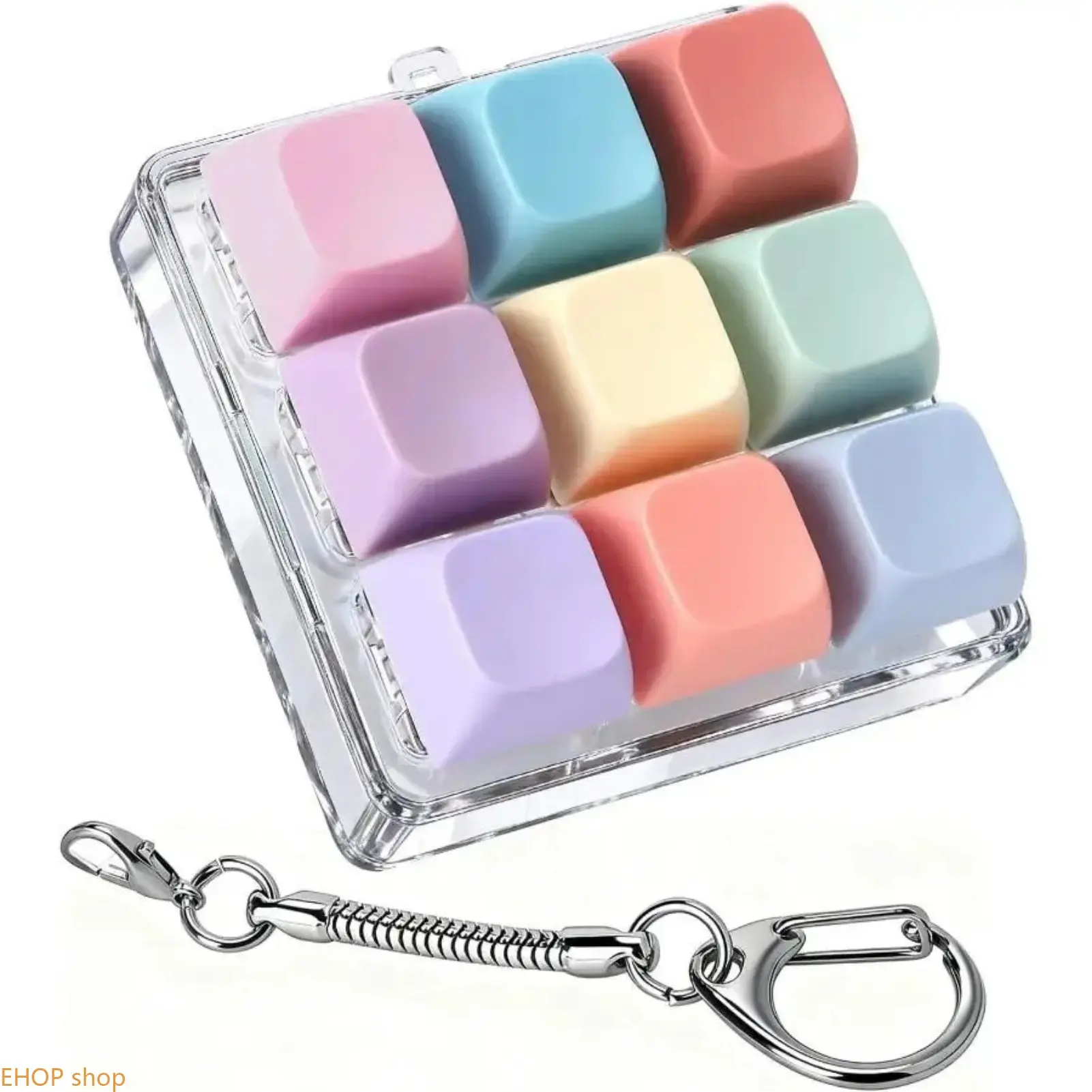 Vibrant Keychain, Cute Plastic Keyboard Fidget Toy, Unisex Fashion Accessory for Daily Carry and Stress Relief