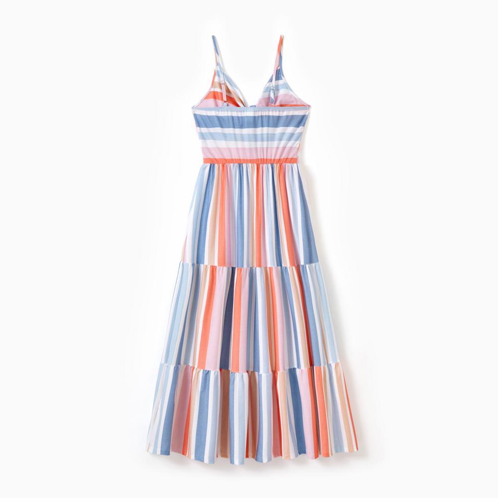 PatPat Family Matching Blue Short-sleeve Tee or Colorful Stripe Camisole Dress Spingtok PatPat Family Matching Blue Short-sleeve Tee or Colorful Stripe Camisole Dress Spingtok