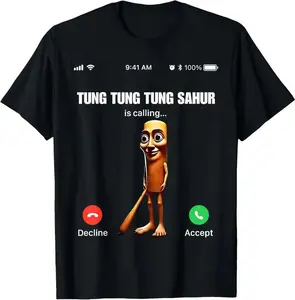 100% pure cotton unisex Tung Tung Tung Sahur - Italian brainy expression T-shirt women's patterned shirt