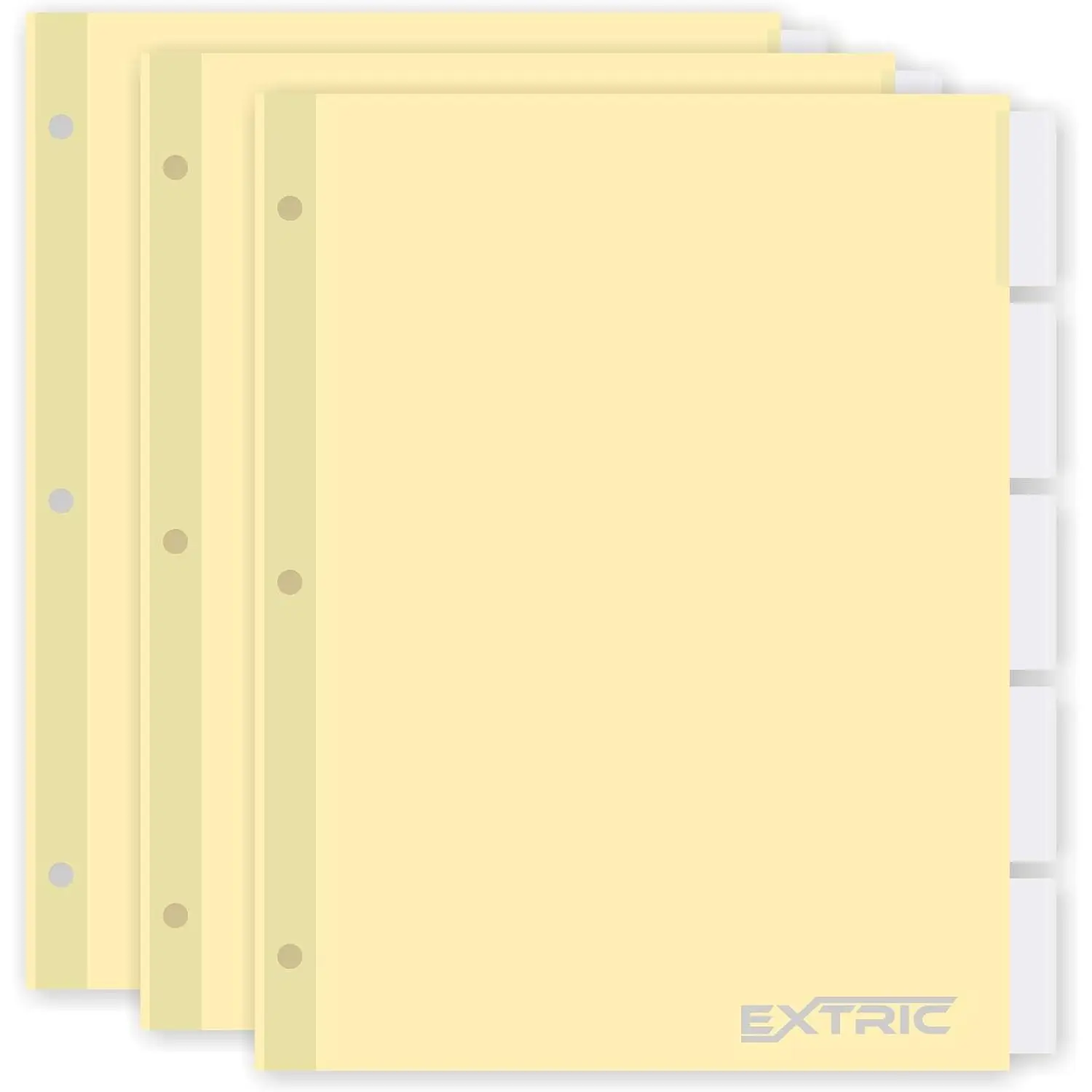 5-Tab Binder Dividers for 3 Ring Binder, Insertable Clear Big Tabs, Letter Size Paper Divider, 8.5 x 11 inch, 3 Sets (15 Dividers )