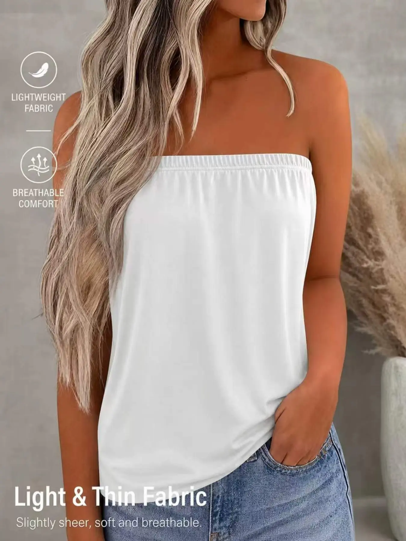 Women's Plain Backless Ruched Tube Top, Bandeau Tops, Casual Sleeveless Strapless Top, Lightweight Breathable Fabric, Fashion Summer Wear