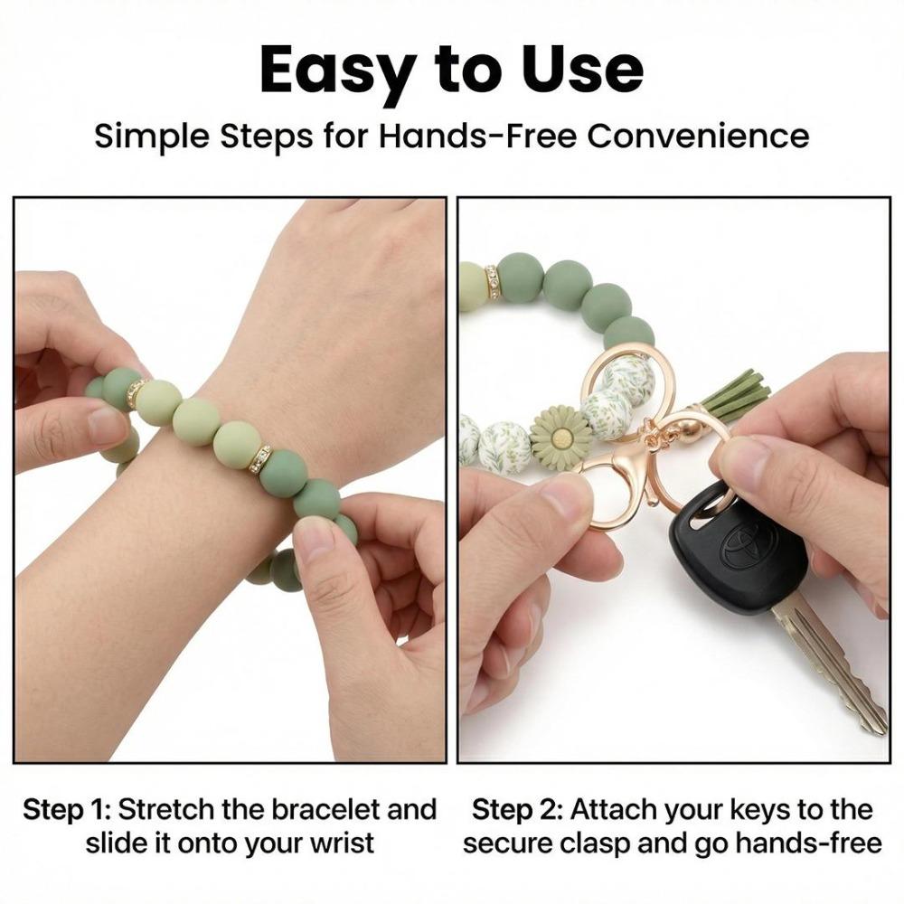 Beaded Floral Tassel Key Fob for Women, Summer Cute Keychain, Bag & Phone Hanging Charm, Practical All-Match Daily & Birthday Gift