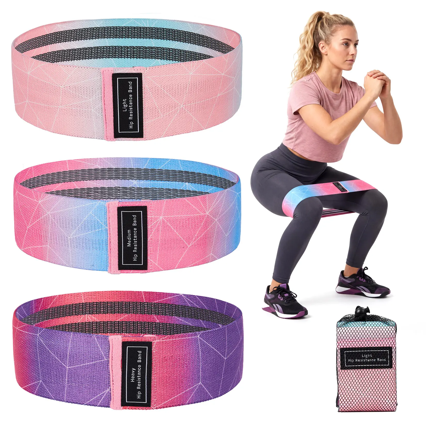 6-Pack Fabric Resistance Bands for Strength Training – Heavy/Medium/Light Exercise Loops – Non-Slip, Durable, Full-Body Fitness for Women & Men – Ideal for Home, Yoga & Pilates