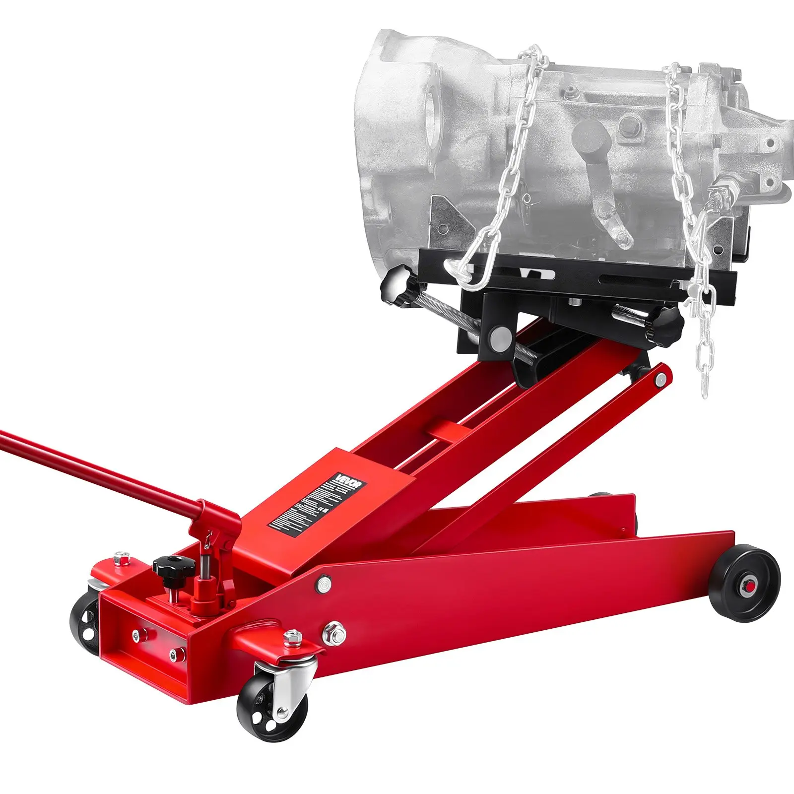 【DealsForYouDays】VEVOR Low Profile Telescoping Transmission Floor Jack, 1000lb/0.45t Lifting Capacity, 6.3-25.2in Lifting Height, 360° Swivel Front Wheels, Steel Frame Telescopic Lift Hoist for Garage/Shop, Model YSQ-A-050