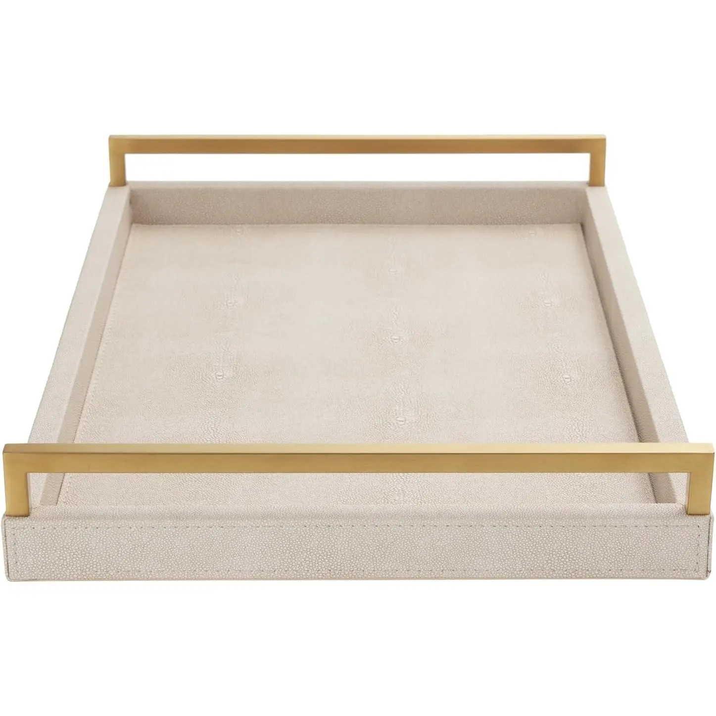 Shagreen Leather Serving Tray with  Handles-17.7x11.8 Inch Large Wooden Decorative Ottoman Tray fro Coffee Table, Kitchen, Dining, and  Decor ()