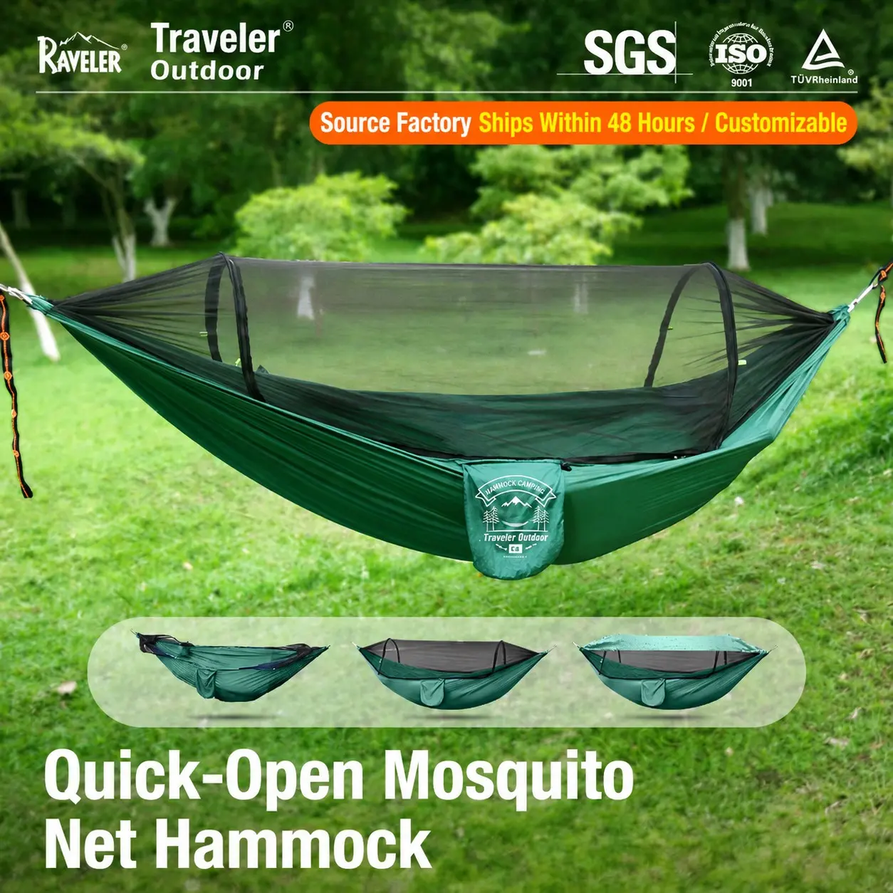 Pop Up Camping Hammock with Mosquito Net, Portable Outdoor Travel Hammock