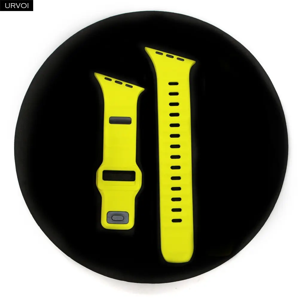 URVOI Irregular Slanted Cut Silicone Band for Apple Watch Ultra 3 2 1 Series 11 10 9 8 SE Modern Quality Single Stud sport strap Smartwatch Accessories