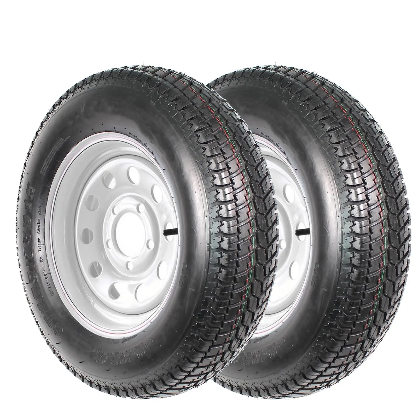 2 Pack ST205/75D14 ST205/75D15 Trailer Tires Heavy Duty Load Range C 6 Ply Rated Bias Ply Tubeless 5 Lug 4.5 Bolt Configuration Highway Speed J M Max Load 1820 lbs Deep Tread Tracker Boat Utility Camper Cargo Tow Replacement, Utility Trailers, 6-Ply Const