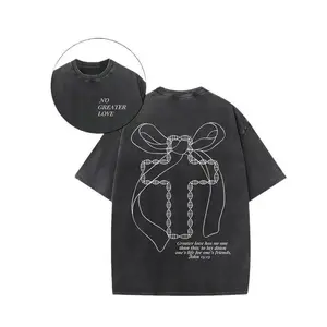 Cross, Letter Print, Jesus, Religious Beliefs, God, 230G Wax Printed Double-Sided Printed Short Sleeved T-Shirt, Retro Washed, 100% Cotton, Comfortable And Loose Short Sleeved T-Shirt, Selected Summer Clothing Streetwear Man Tshirt Man
