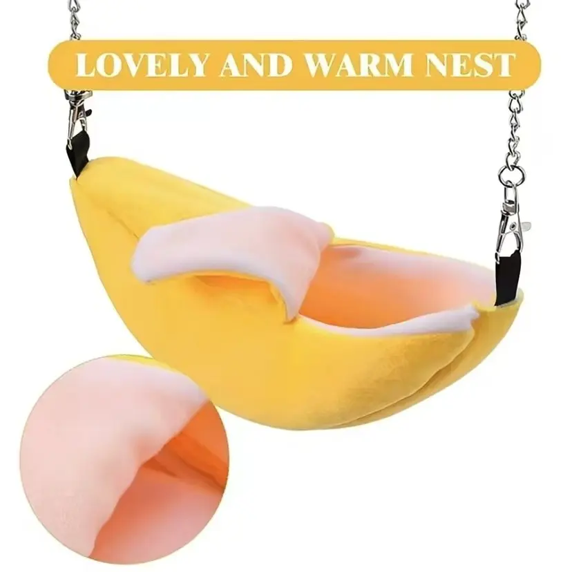 Cute Banana Shape Hamster Hammock, Soft Hanging Nest, Warm Home for Small Mammals, Pet Bed Accessories, Hamster Cage Habitat
