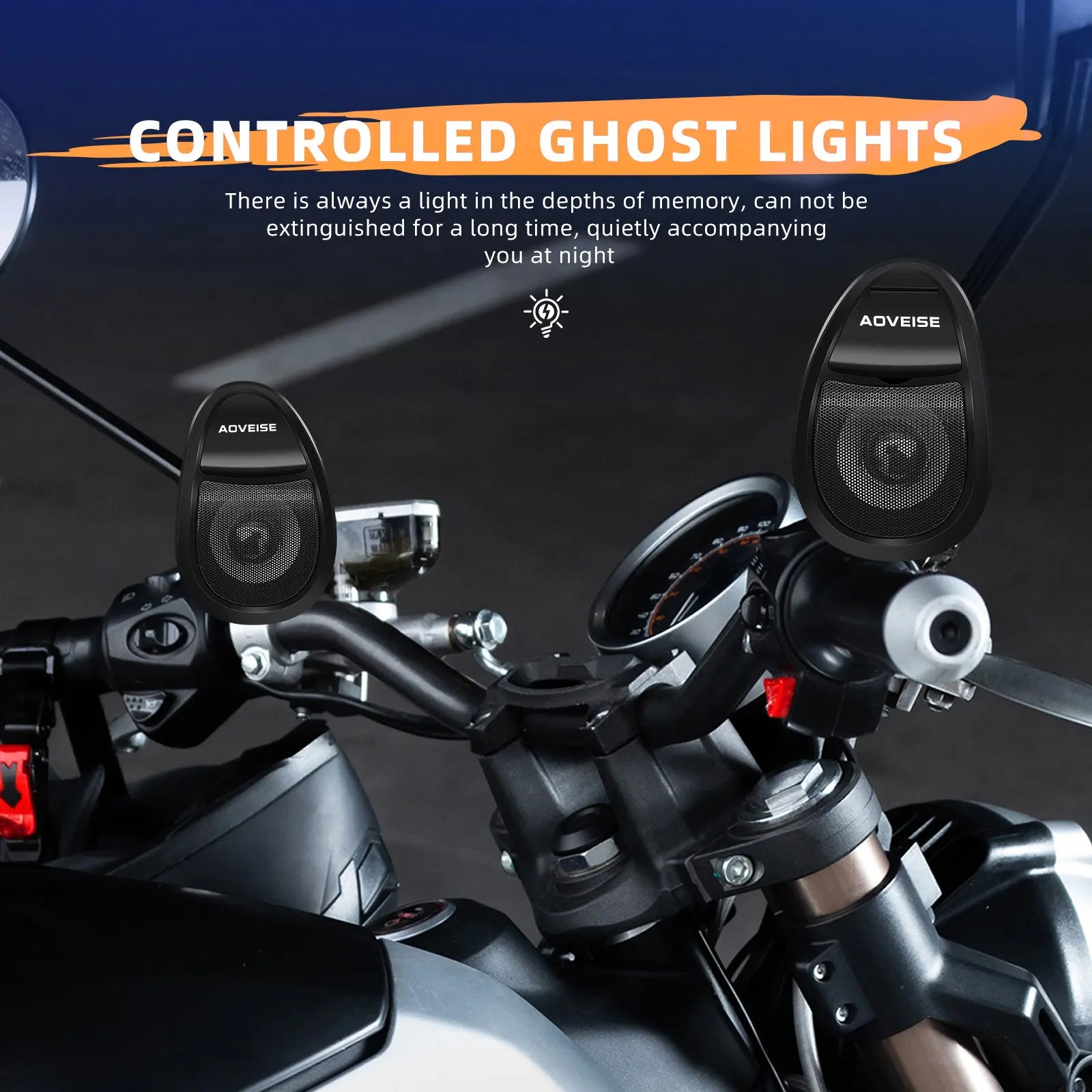 Motorcycle Bluetooth-compatible Audio System, Fm Radio, USB/SD Multi-Mode Playback, Auv Input, Ambient Light Control, Full Range Speakers