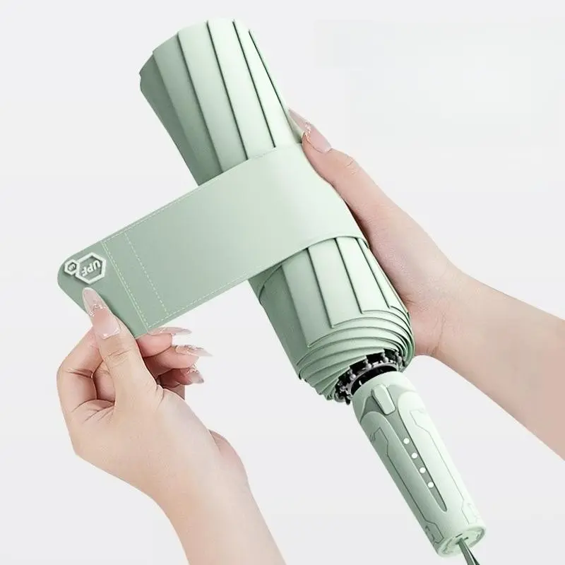 New Automatic Umbrella with Cool Mechanical Handle, One-Touch Open/closed, Glaze Sun Protection Folding Umbrella