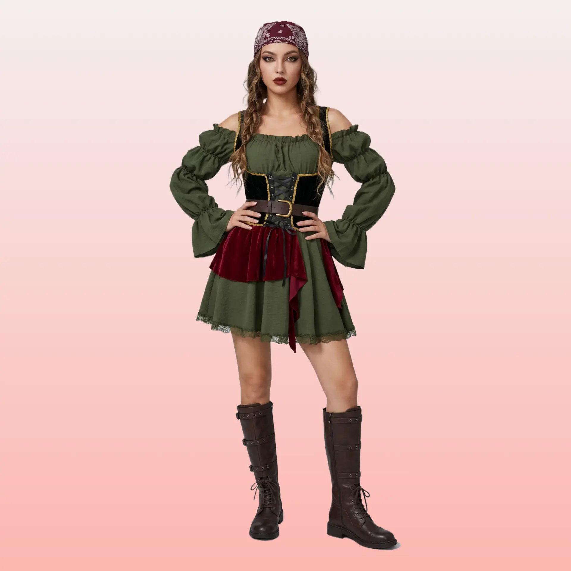 Vintage Pirate Dress For Women Medieval Stage Outfit Carnival Cosplay Costume Halloween Party Wear