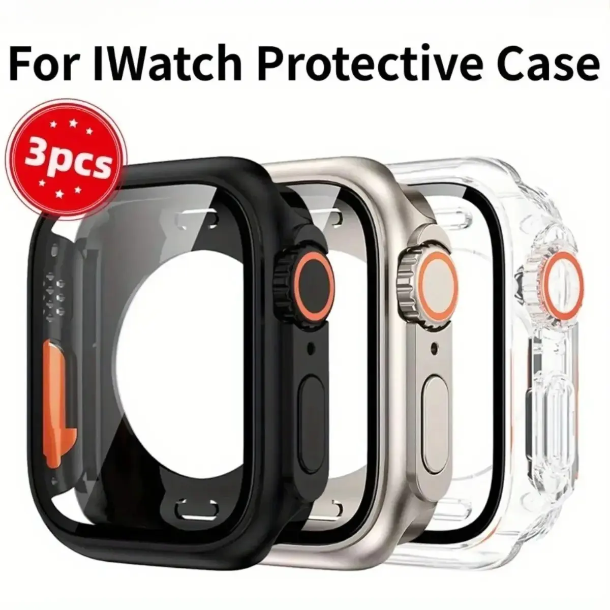 3 Pack Smartwatch Protective Case with HD Screen Protector, Full Coverage Shockproof Bumper Cover for Apple Watch Series 11, 10, 9, 8, 7, SE and Multiple Sizes