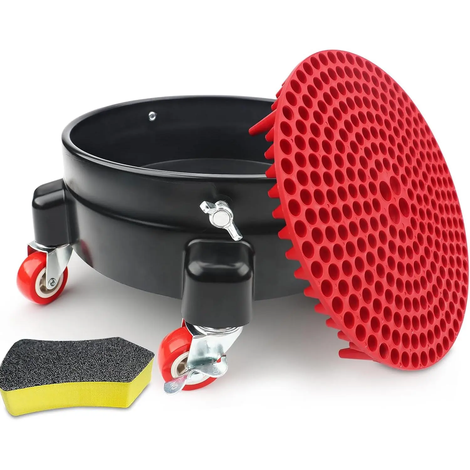 Bucket  5 Gallon with Wheels,360°Rolling  Wash Bucket Roller | For 2.5–5 Gallon Buckets – Includes Bucket Insert, Cleaning Brush, Holds 300 lbs – for Washing & Waxing