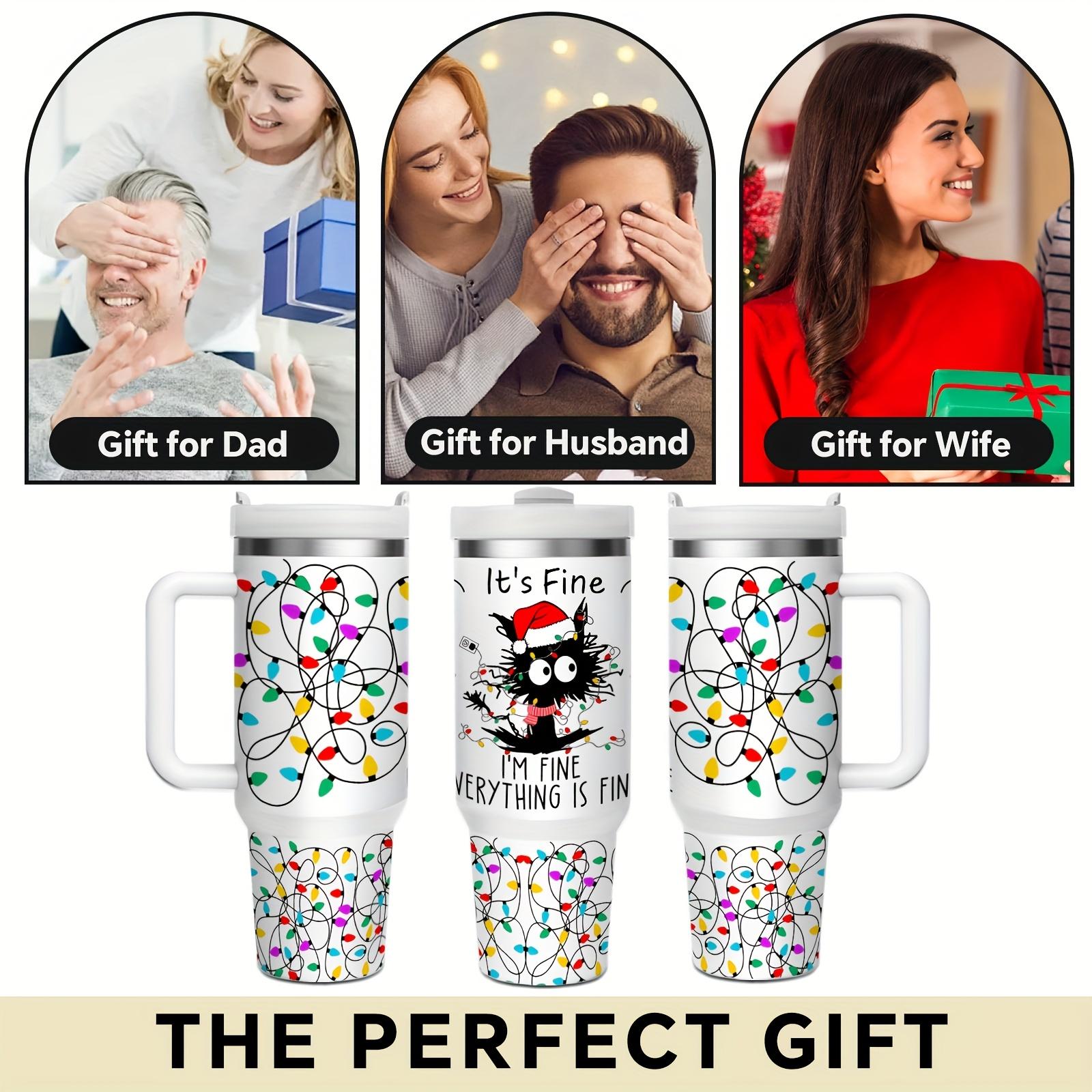 1 40 oz insulated sippy cup, Fun Christmas - Vacuum Coffee Mug with Double Stainless Steel and Handle - Perfect for Christmas, Thanksgiving and Valentine's Day, Local Warehouse, Easy Mug for Hot and Cold Drinks, Kitchen Essentials.