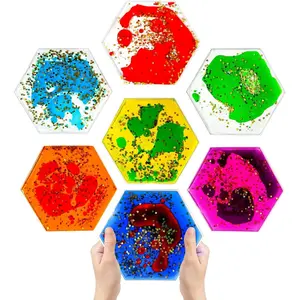 Hexagon Liquid Motion Sensory Fidget Toys for Kids & Toddlers – Autism Sensory, ADHD Fidgeting, Stress, Focus & Visual Stimulation – Colorful Squishy Toys for Ages 3-8, Classroom & Travelfidget toys
