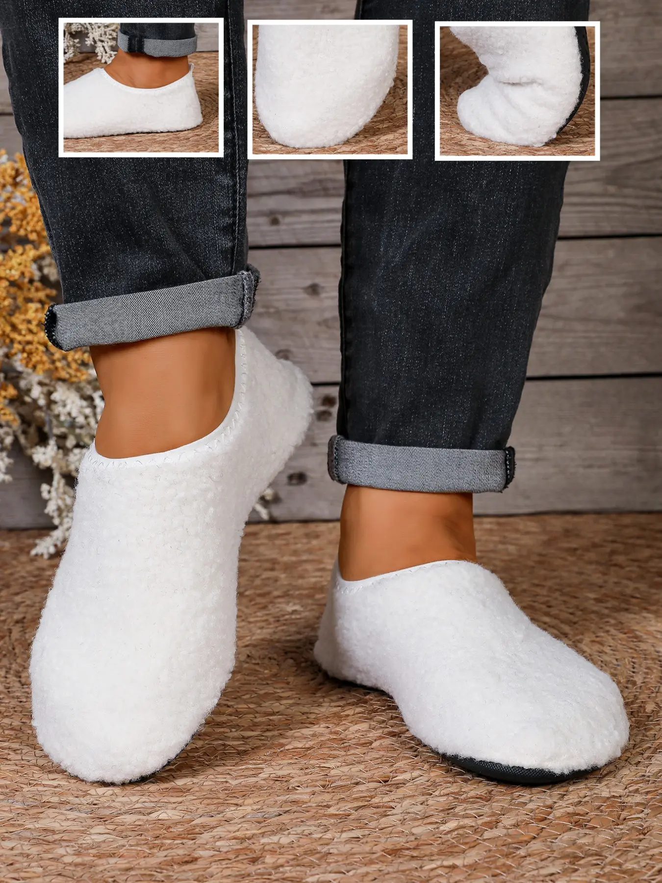 Soft Comfortable Slip Ons Slippers for Men and Women, Breathable Non-Slip Rubber Sole, Suitable for Indoor and Outdoor, Fall and Winter Footwear