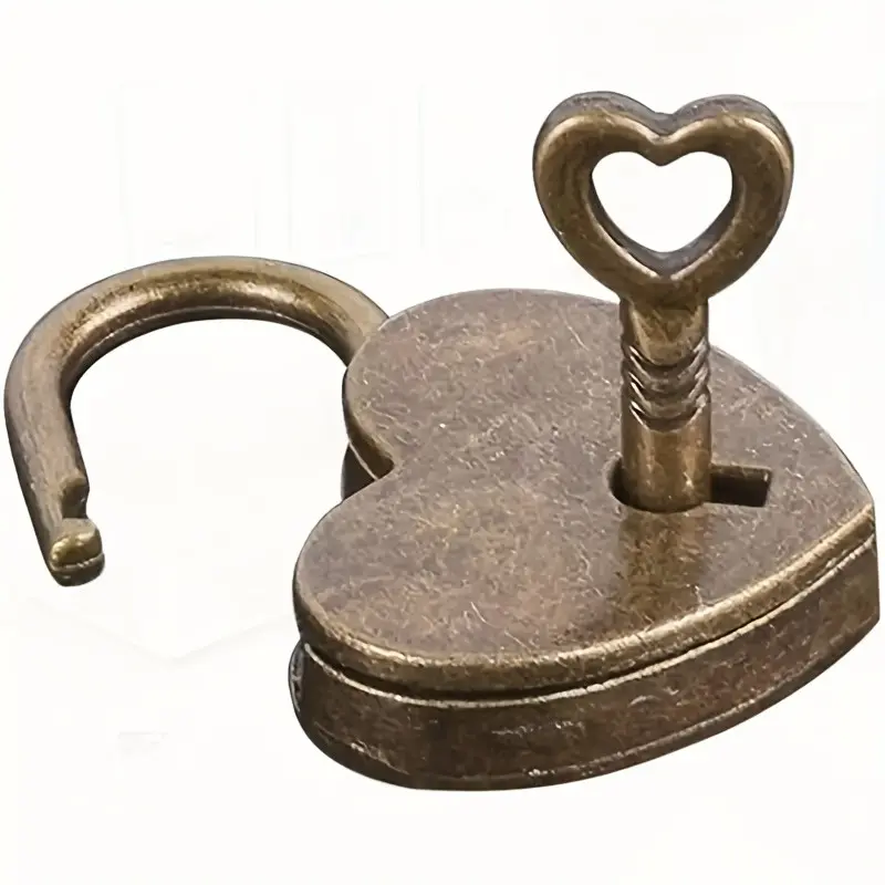 2set/4pc Vintage Antique Mini Heart Metal Locks with Keys, Retro Style Padlocks, Secure Storage Solutions, Ideal for Home & Office Use