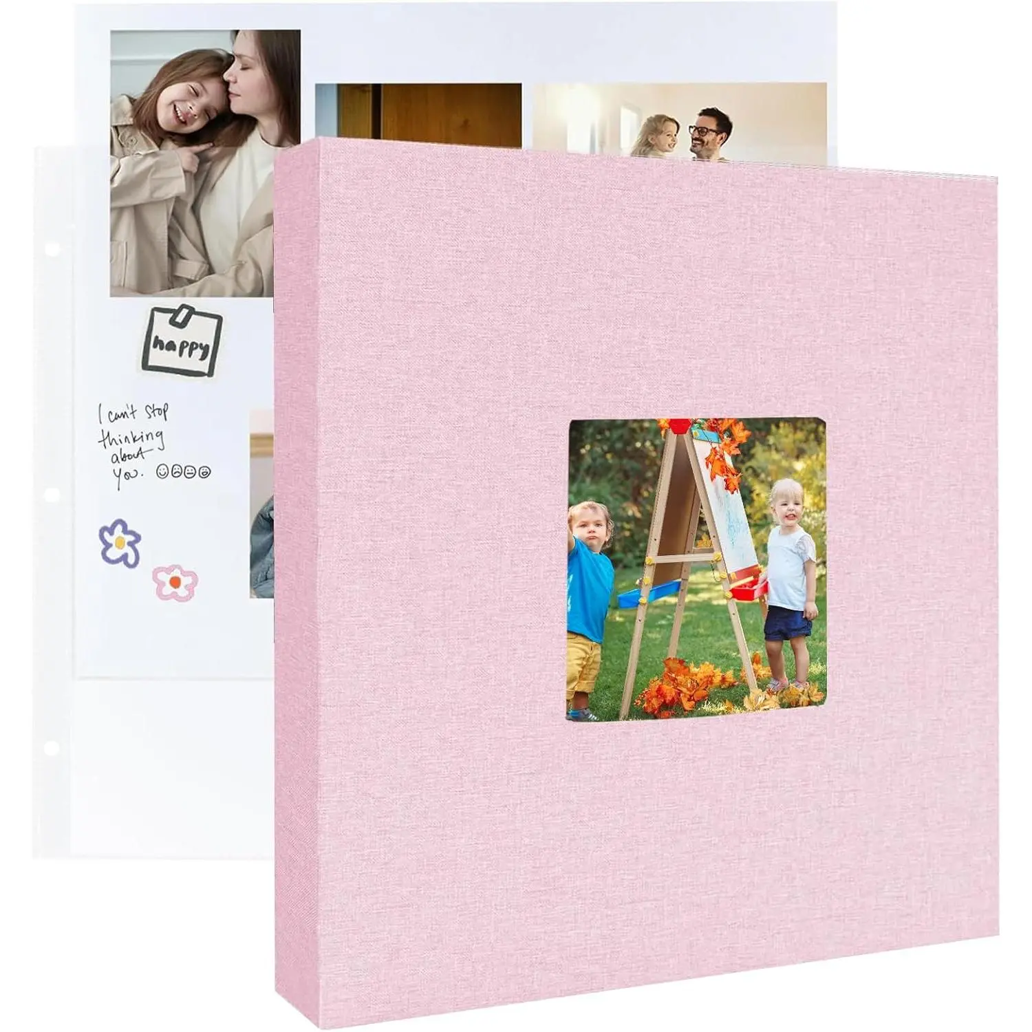 8.5x11 Scrapbook Inch Large 3 Ring DIY Linen Cover Scrap Books with 30 Plastic Sleeves 60 Pages Blank White Inner Pages, 8.5 x 11 Scrapbook Photo Albums for  Travel Wedding  ()